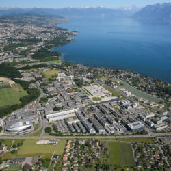 Vue aerienne sur le Campus de l'EPFL et ses environs